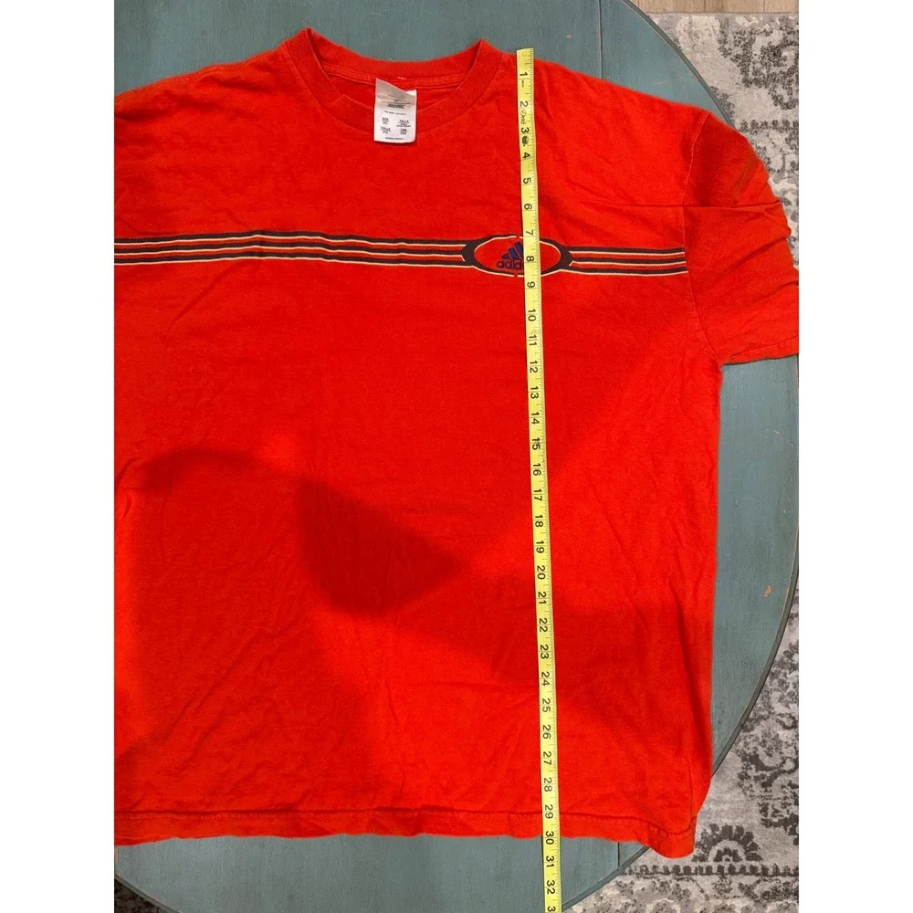 Vintage Y2K 2004 Adidas Long Sleeve T-Shirt Orange Striped Logo Mens 2XL DDE001
